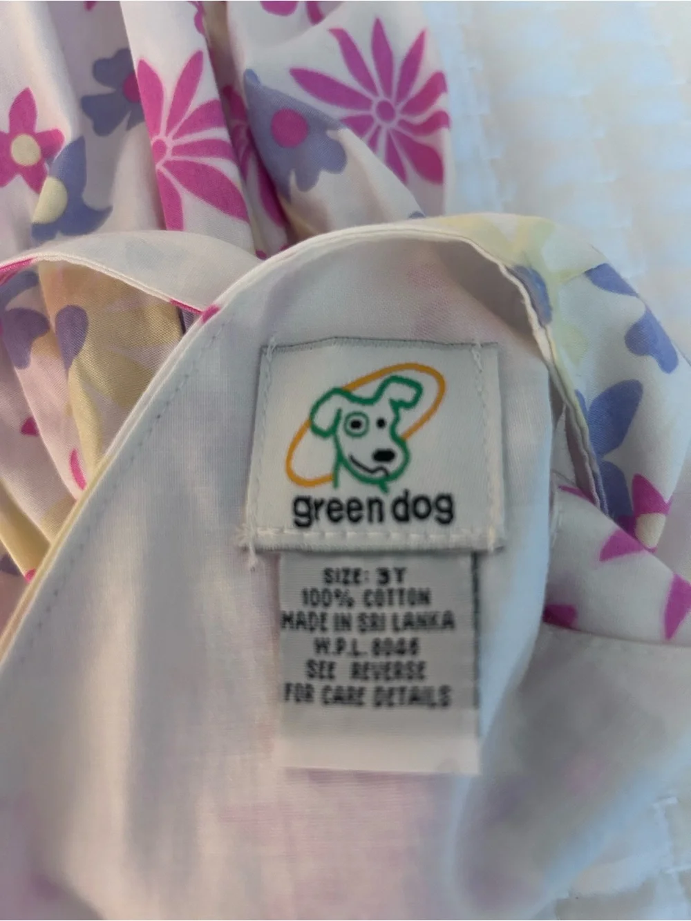 greendog White Floral Sundress with Pink and Purple Flowers. Cotton Size 3T